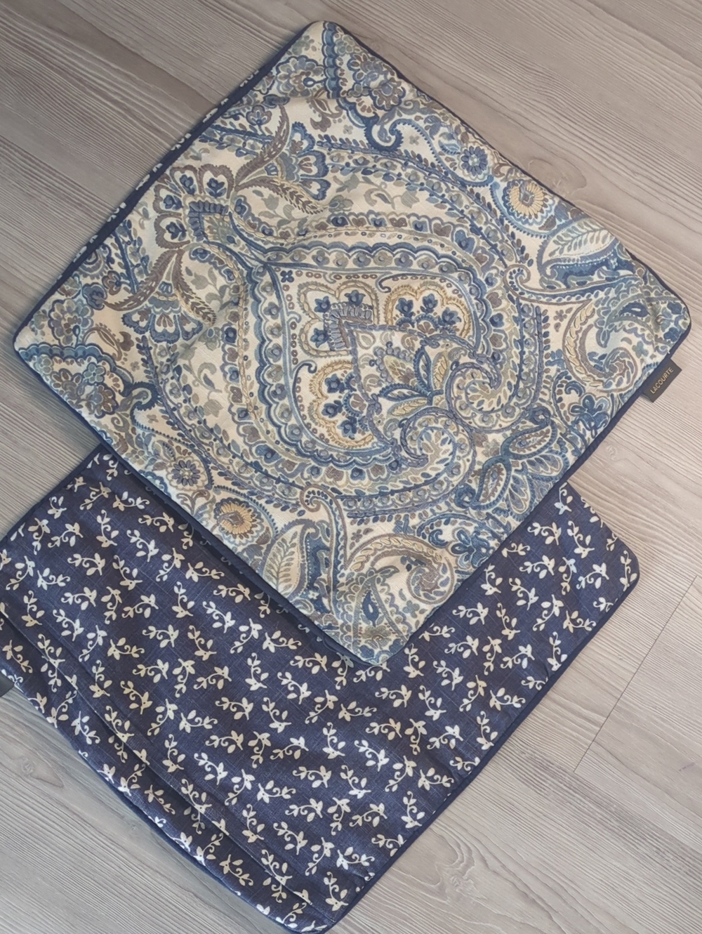 Lacourte Paisley Embroidered Throw Pillow Covers Set of 2 Blue Cream